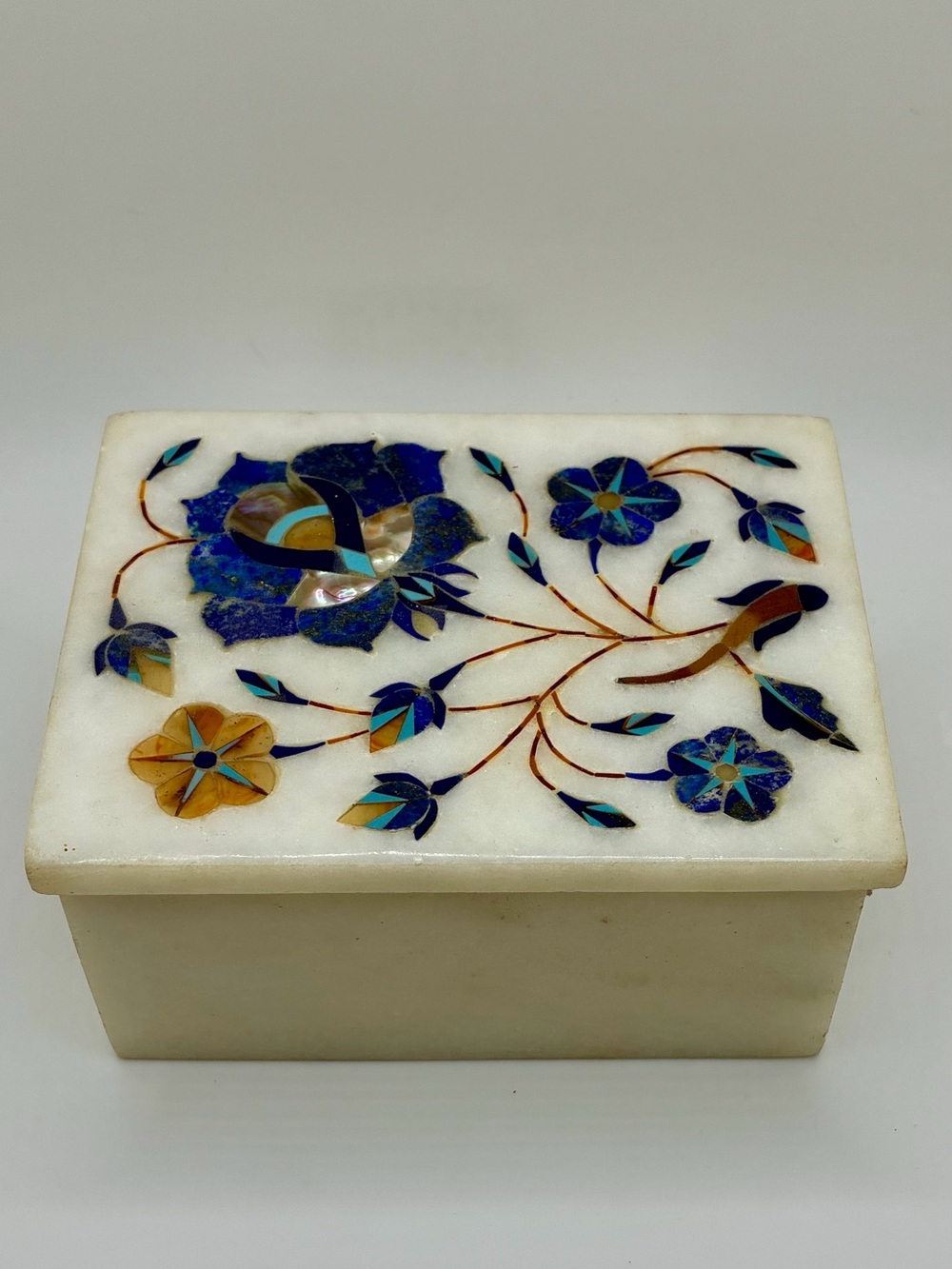 Vintage marble lapis jewelry box